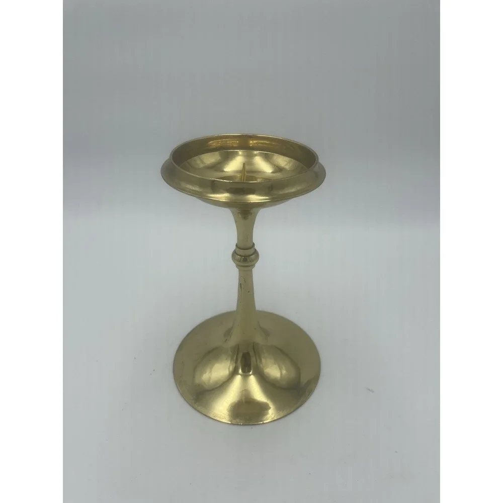 Vintage Brass Pillar Candle Holder Needle Top‎ 6